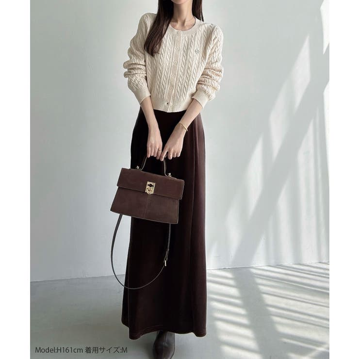 Meiru ロゴモチーフケーブルショートニットカーディガン | JUNOAH | 詳細画像2 