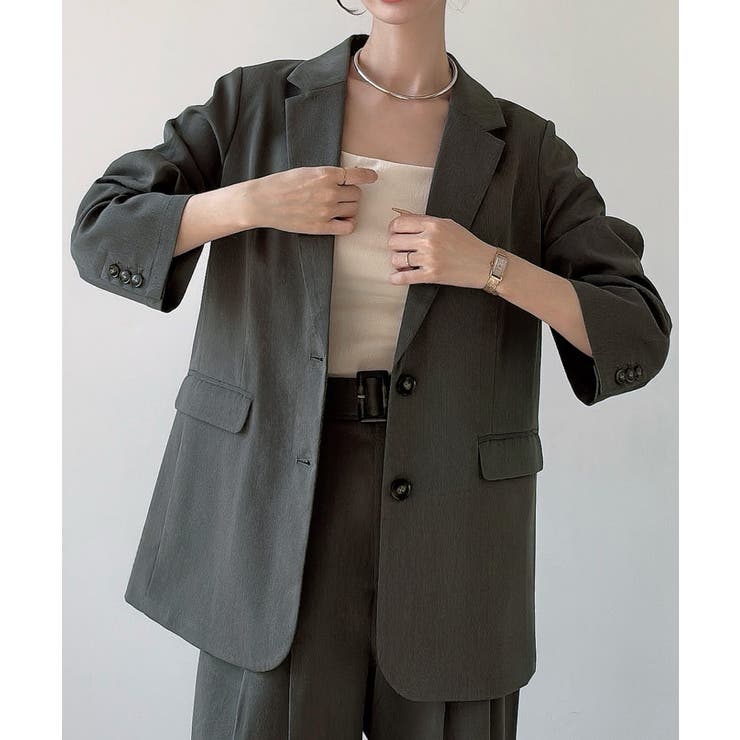 チャコール | Meiru シングルテーラードジャケット(薄手、裏地なし)【セットアップ対応】 | JUNOAH