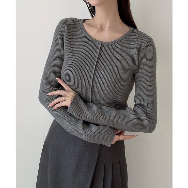 Meiru バックオープンリブニット | JUNOAH | 詳細画像10 