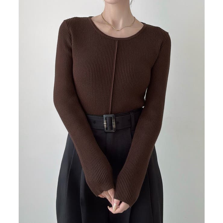 Meiru バックオープンリブニット | JUNOAH | 詳細画像12 