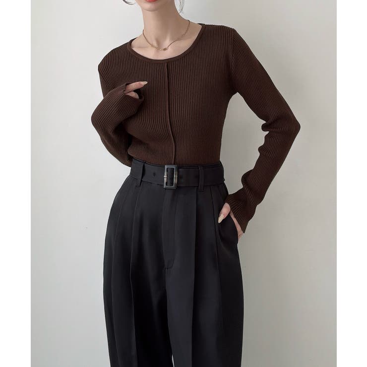 Meiru バックオープンリブニット | JUNOAH | 詳細画像13 