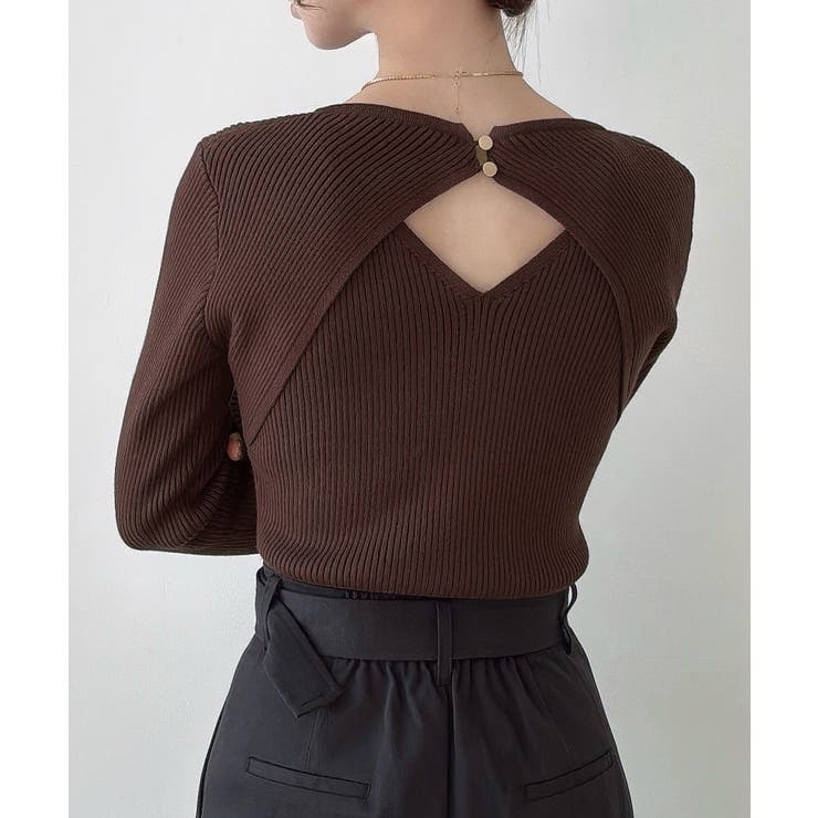 Meiru バックオープンリブニット | JUNOAH | 詳細画像14 