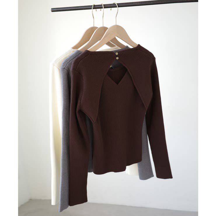 Meiru バックオープンリブニット | JUNOAH | 詳細画像17 