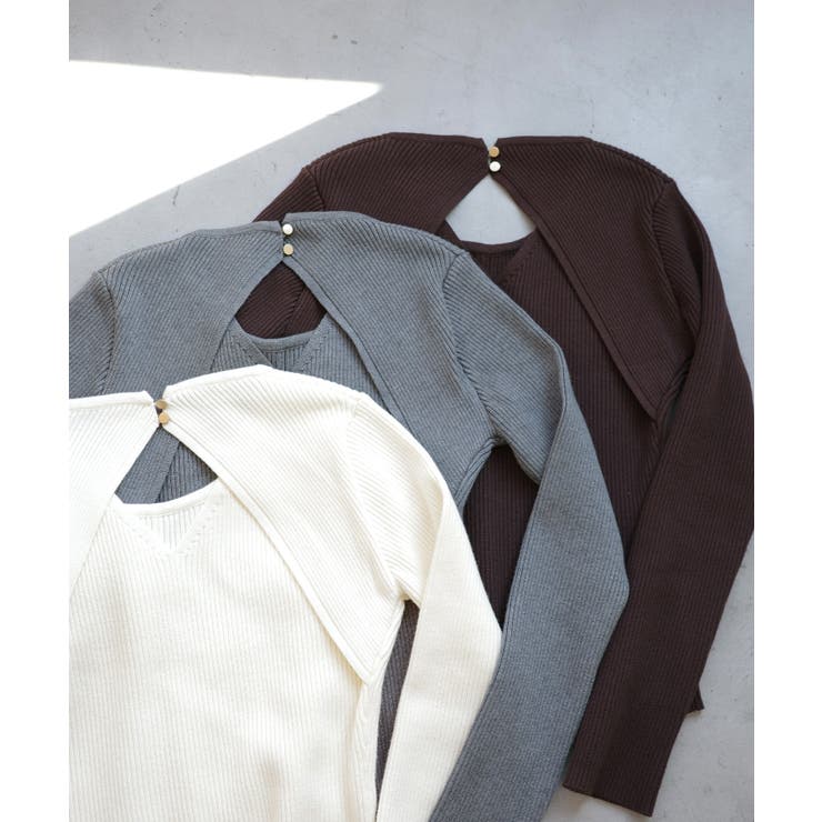 Meiru バックオープンリブニット | JUNOAH | 詳細画像19 