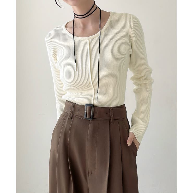 Meiru バックオープンリブニット | JUNOAH | 詳細画像4 