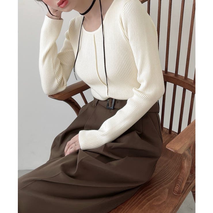 Meiru バックオープンリブニット | JUNOAH | 詳細画像5 