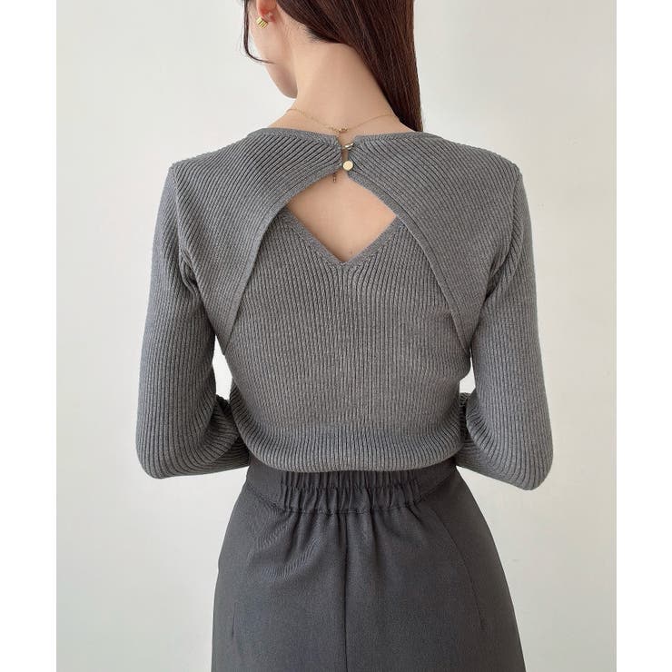 Meiru バックオープンリブニット | JUNOAH | 詳細画像8 