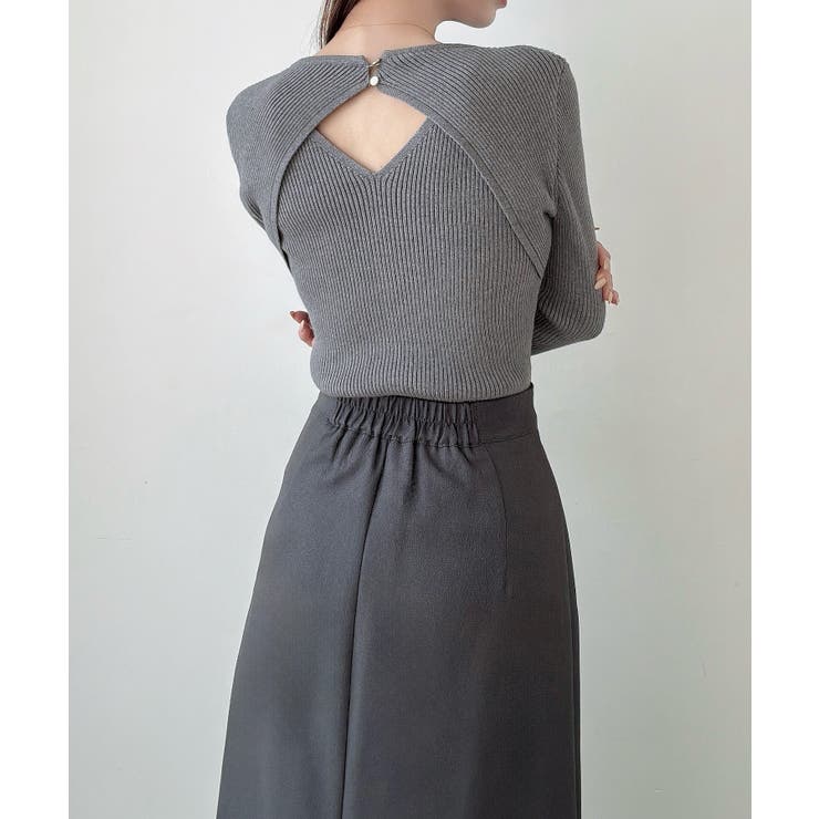 Meiru バックオープンリブニット | JUNOAH | 詳細画像9 