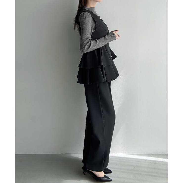 Meiru ゴールドボタンペプラムベスト+スラックスset(薄手、裏地なし) | JUNOAH | 詳細画像15 