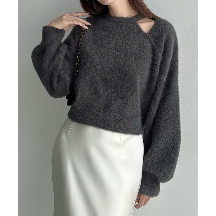 Meiru カットデザインシャギーショートニット | JUNOAH | 詳細画像10 