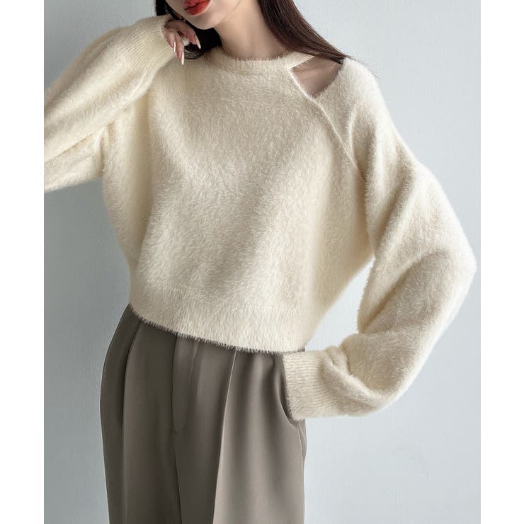 Meiru カットデザインシャギーショートニット | JUNOAH | 詳細画像5 