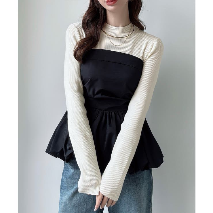 Meiru バルーンビスチェドッキングニット | JUNOAH | 詳細画像1 