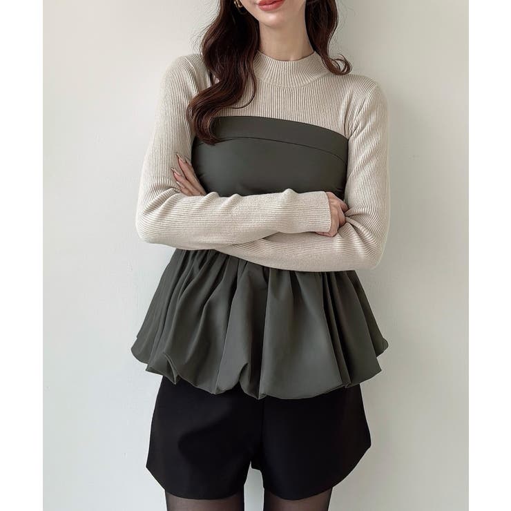 Meiru バルーンビスチェドッキングニット | JUNOAH | 詳細画像11 