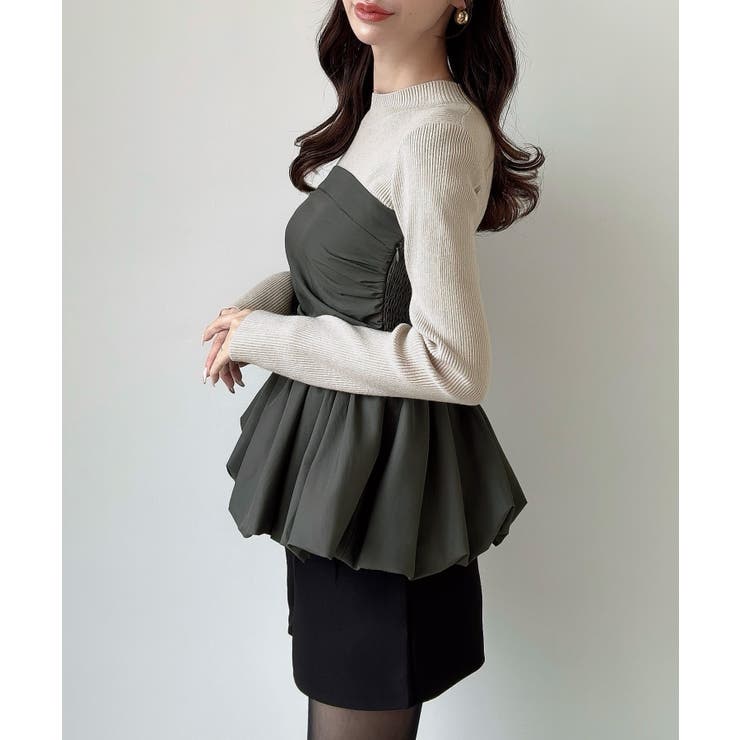 Meiru バルーンビスチェドッキングニット | JUNOAH | 詳細画像12 