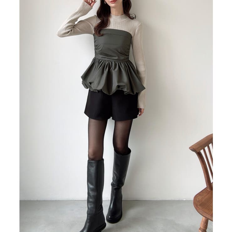 Meiru バルーンビスチェドッキングニット | JUNOAH | 詳細画像14 