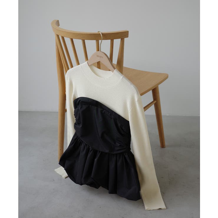 Meiru バルーンビスチェドッキングニット | JUNOAH | 詳細画像15 