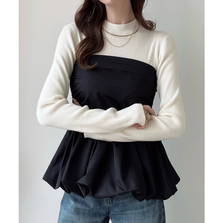 Meiru バルーンビスチェドッキングニット | JUNOAH | 詳細画像2 