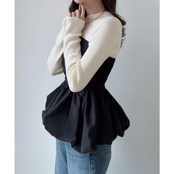 Meiru バルーンビスチェドッキングニット | JUNOAH | 詳細画像3 