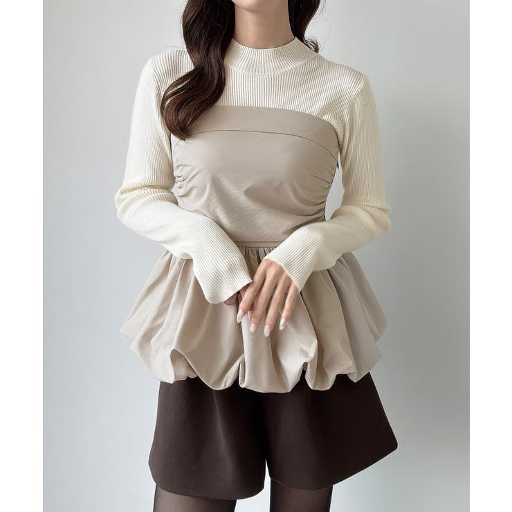 Meiru バルーンビスチェドッキングニット | JUNOAH | 詳細画像6 