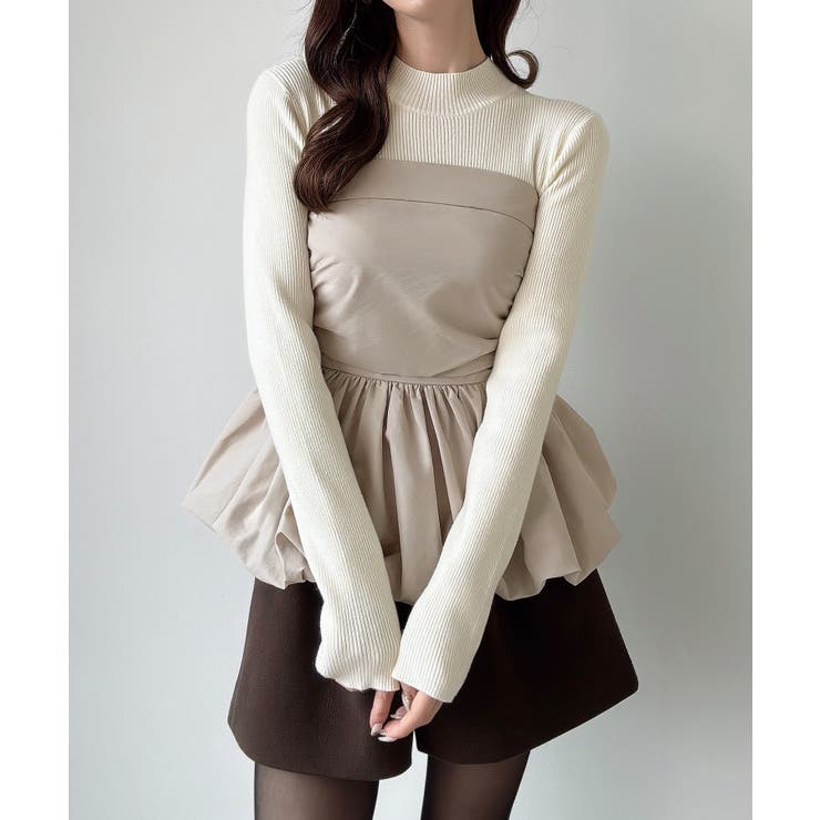 Meiru バルーンビスチェドッキングニット | JUNOAH | 詳細画像7 