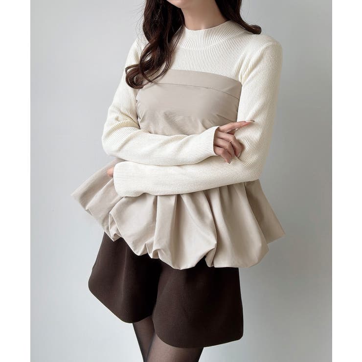 Meiru バルーンビスチェドッキングニット | JUNOAH | 詳細画像8 