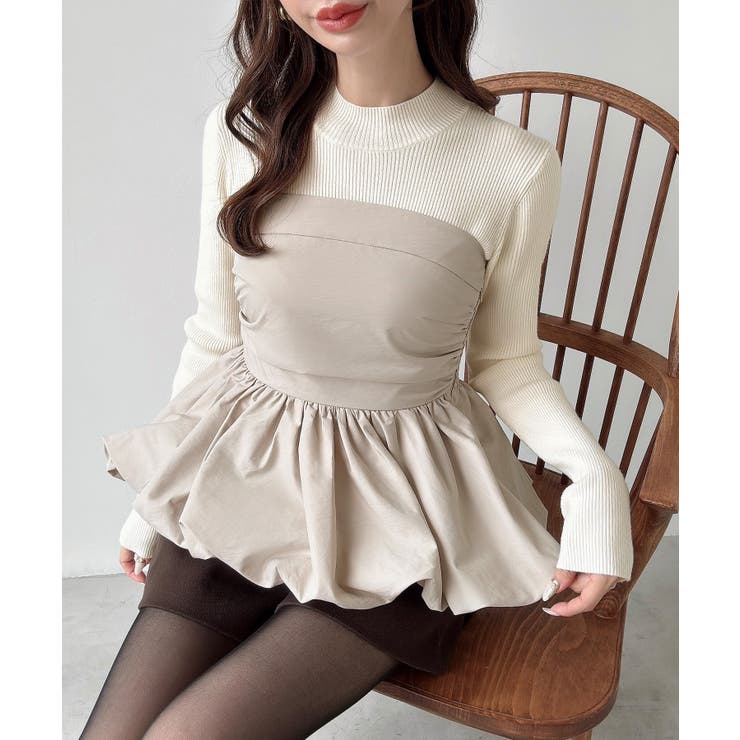 Meiru バルーンビスチェドッキングニット | JUNOAH | 詳細画像9 