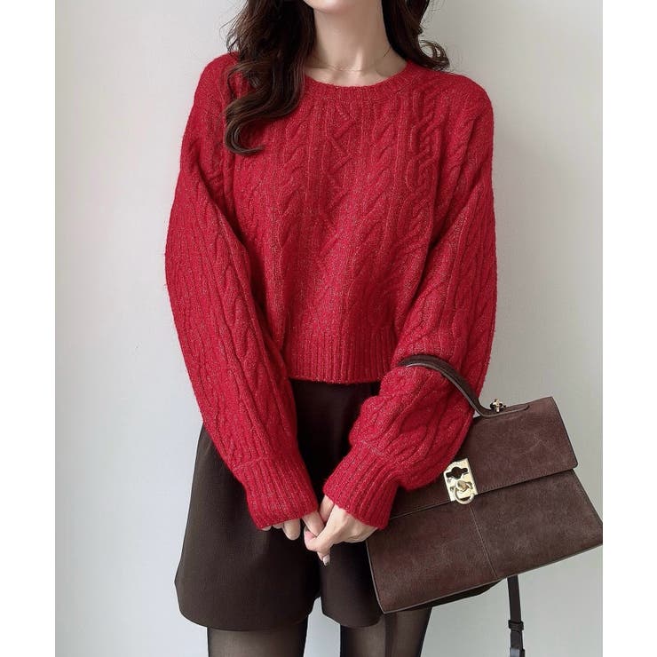 Meiru クルーネックケーブルショートニット | JUNOAH | 詳細画像10 