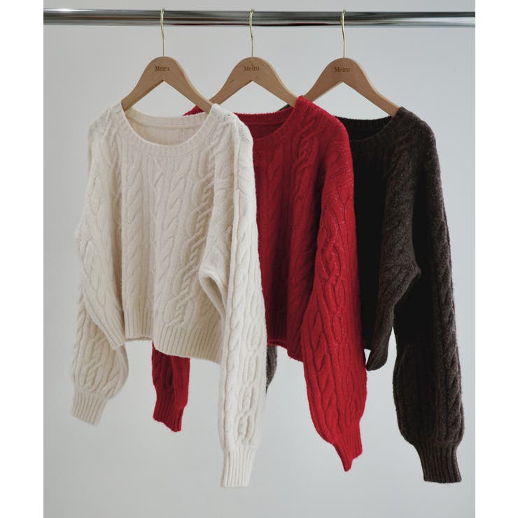 Meiru クルーネックケーブルショートニット | JUNOAH | 詳細画像12 