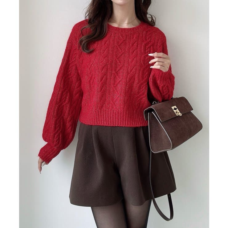 Meiru クルーネックケーブルショートニット | JUNOAH | 詳細画像8 