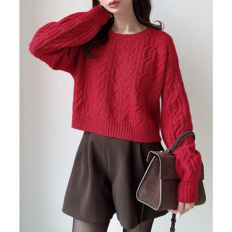 Meiru クルーネックケーブルショートニット | JUNOAH | 詳細画像9 