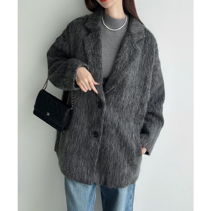 Meiru コクーンスリーブシャギージャケットコート | JUNOAH | 詳細画像10 