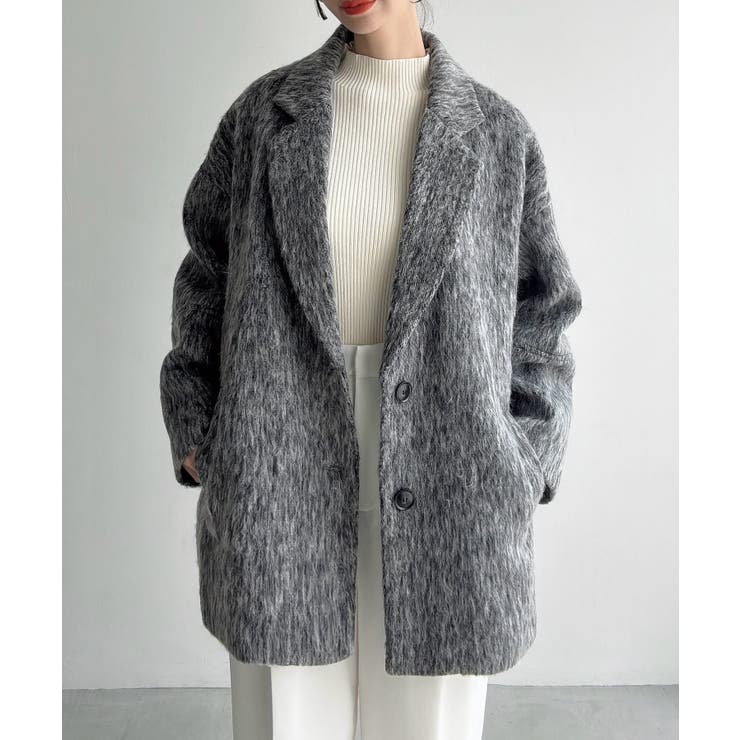 ライトグレー | Meiru コクーンスリーブシャギージャケットコート | JUNOAH