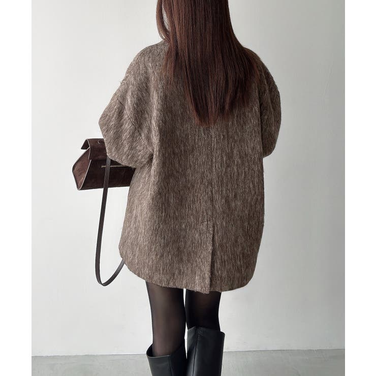 Meiru コクーンスリーブシャギージャケットコート | JUNOAH | 詳細画像4 