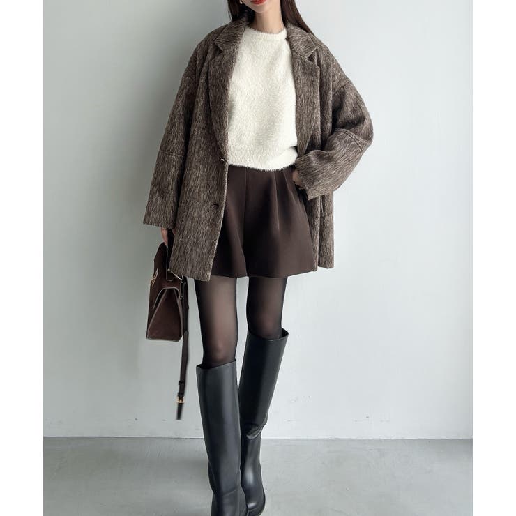 Meiru コクーンスリーブシャギージャケットコート | JUNOAH | 詳細画像5 