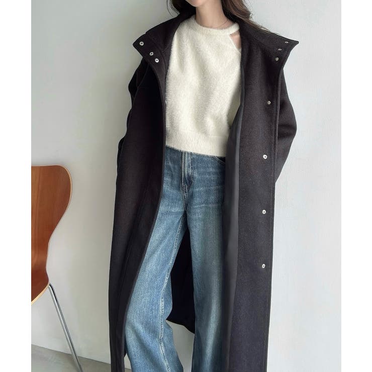 Meiru スタンドカラーロングコート | JUNOAH | 詳細画像4 