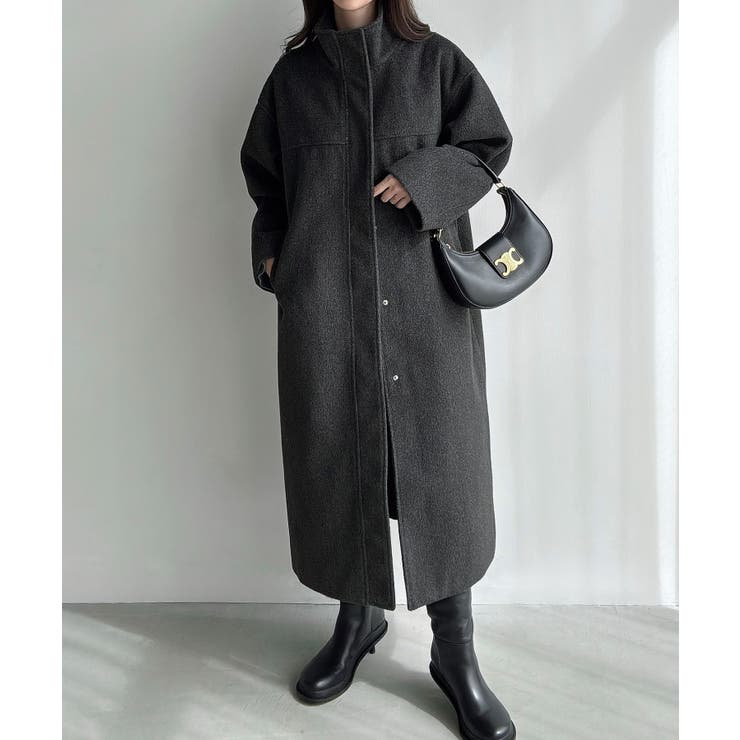 Meiru スタンドカラーロングコート | JUNOAH | 詳細画像8 