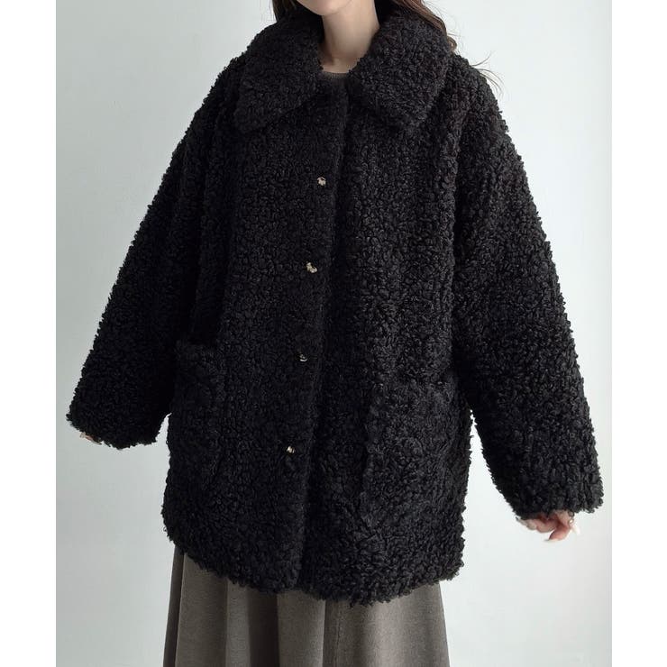 Meiru プードルファーステンカラーミドルコート | JUNOAH | 詳細画像2 