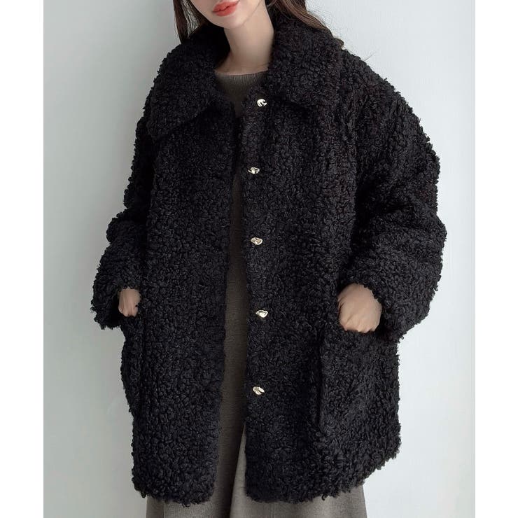 Meiru プードルファーステンカラーミドルコート | JUNOAH | 詳細画像4 