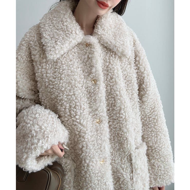 Meiru プードルファーステンカラーミドルコート | JUNOAH | 詳細画像5 