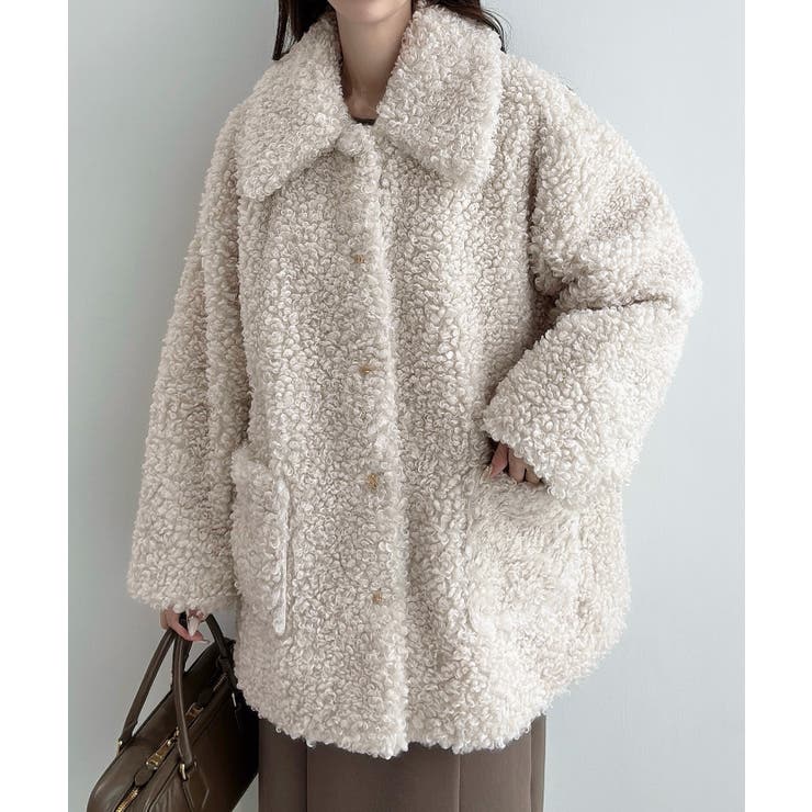 Meiru プードルファーステンカラーミドルコート | JUNOAH | 詳細画像6 