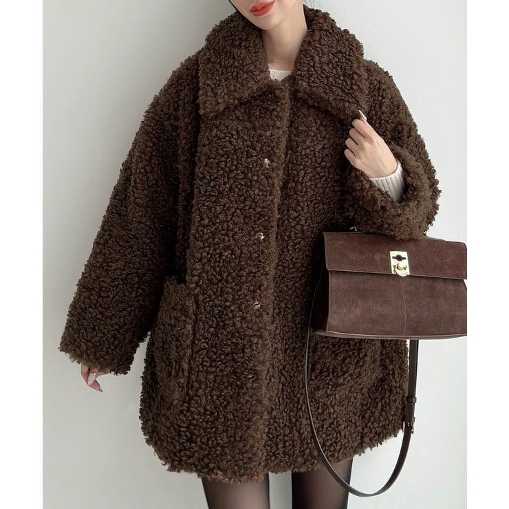 Meiru プードルファーステンカラーミドルコート | JUNOAH | 詳細画像9 