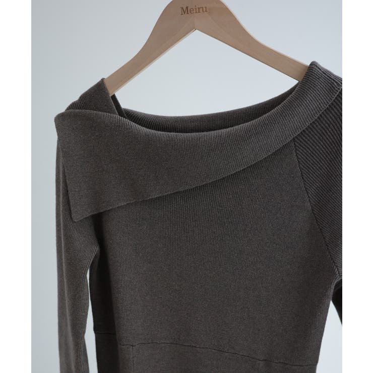 Meiru オフショル風フレアニットワンピース | JUNOAH | 詳細画像17 