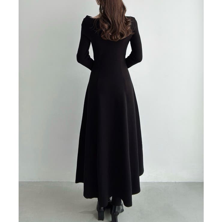 Meiru オフショル風フレアニットワンピース | JUNOAH | 詳細画像7 