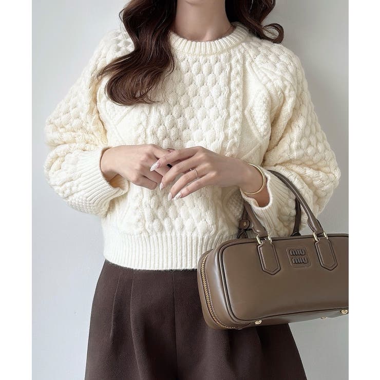 Meiru ポップコーンケーブルニット | JUNOAH | 詳細画像1 