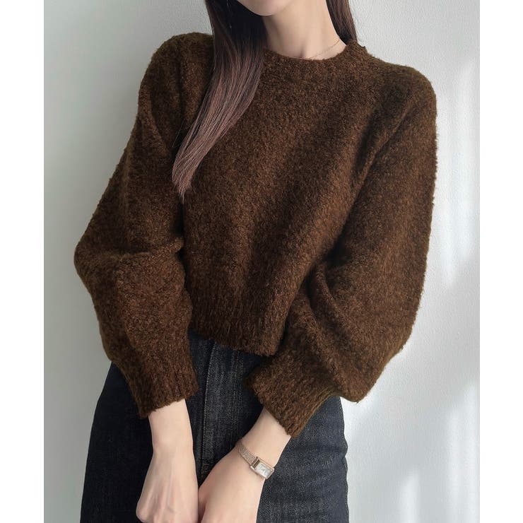 ブラウン | Meiru ふわふわショートニット | JUNOAH