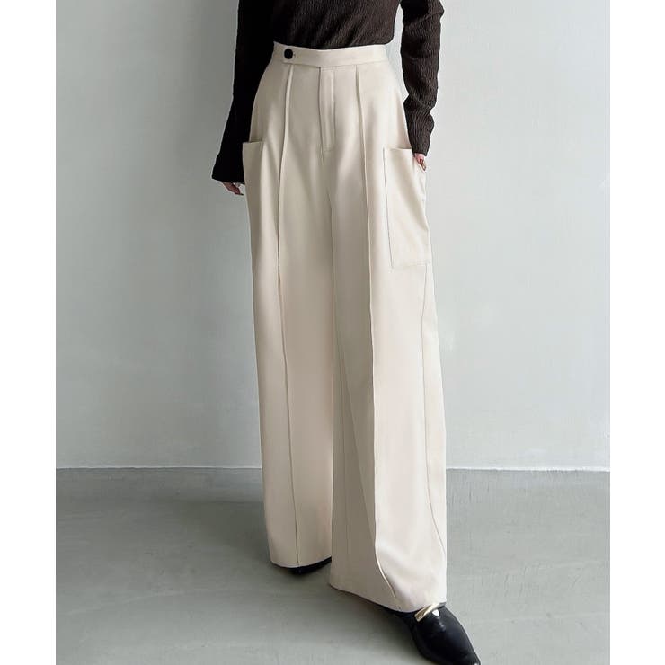 アイボリー | Meiru (通年素材)ポケットデザインワイドパンツ | JUNOAH
