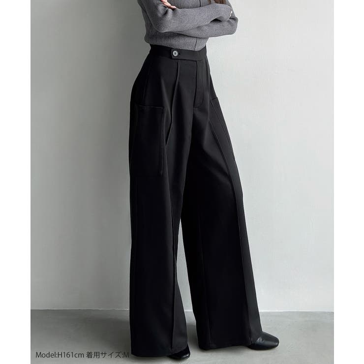 Meiru (通年素材)ポケットデザインワイドパンツ | JUNOAH | 詳細画像2 