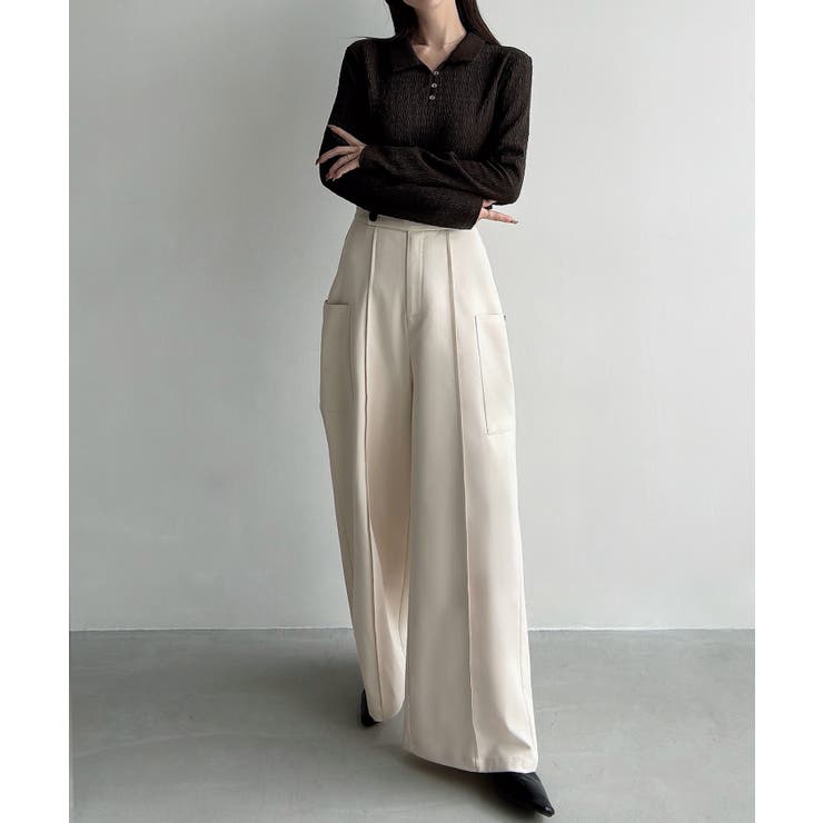 Meiru (通年素材)ポケットデザインワイドパンツ | JUNOAH | 詳細画像5 