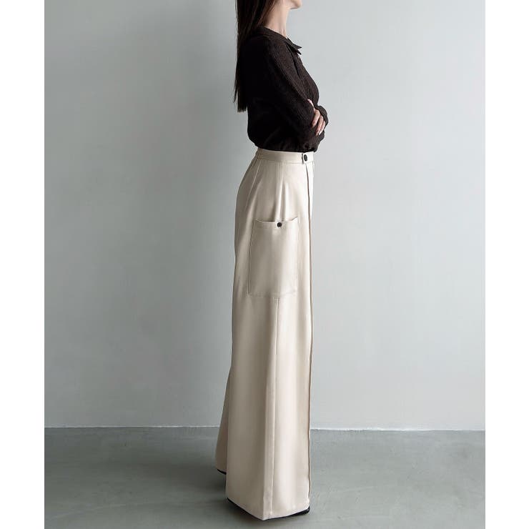 Meiru (通年素材)ポケットデザインワイドパンツ | JUNOAH | 詳細画像6 