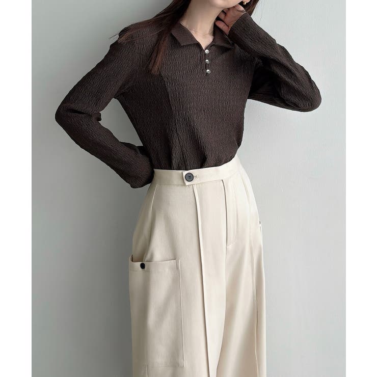 Meiru (通年素材)ポケットデザインワイドパンツ | JUNOAH | 詳細画像7 